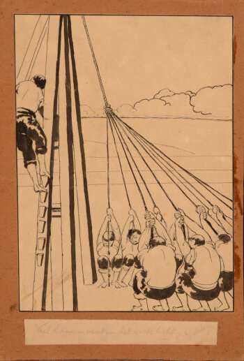 Charles Doudelet drawing Veel Handen maken het werk licht