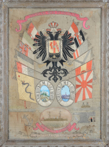 Commemorative needlework for the warship S.M.S. Kaiserin Elisabeth