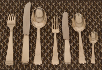 Vereinigte Silberwarenfabriken Düsseldorf silver art deco cutlery set for 12