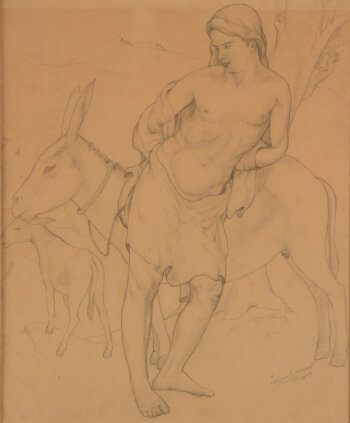 Edgar Gevaert shepherd with donkeys 1934