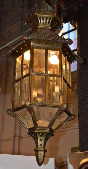 An impressive bronze hall lantern ca. 1920