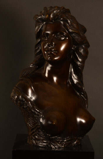 Jef Lambeaux Fierté, a large bronze bust
