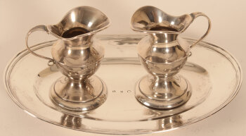 Liaigre, Tournai, silver water and wine jug on dish