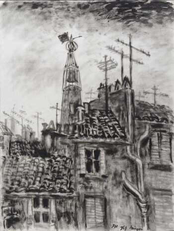 Frans Masereel Avignon, 1969, a washed ink drawing