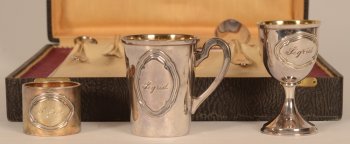 Lutz und Weiss silver christening set