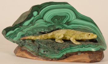 Malachite and onyx crocodile