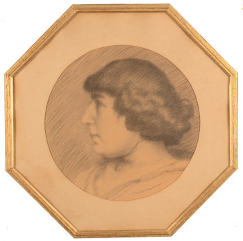 Maurice Martiny drawing female portrait