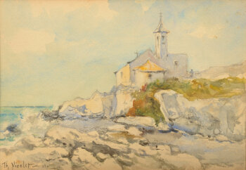 Théophile Nicolet small church on southern coastline 1911