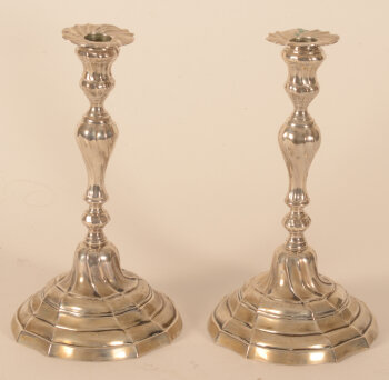 A pair of silver neo-L XV candlesticks 1940's