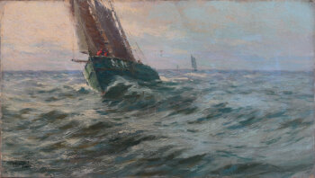 Albert Isidore De Vos rough sea near Nieuwpoort 1912