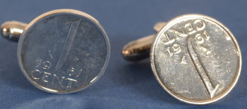 a pair of silverplated 1 Cent 1961 cufflinks