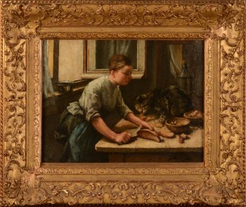 Jan Stobbaerts servante au chat