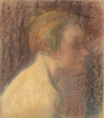 Jan Willem Grinwis Plaat Stultjes sitting girl in profile pastel