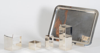 Christofle coffee and tea service Geometry designed by Henri Bouilhet in 1970