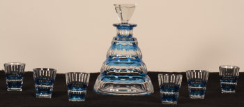 Val Saint-Lambert delicate blue Muscadet liqour set