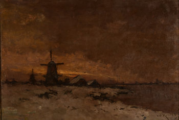 Van den Heuvel snowscape with windmills