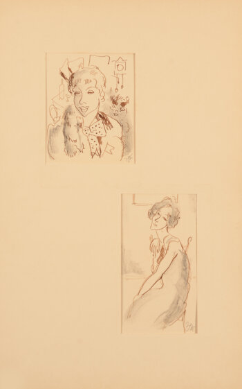 Henri Van Straten two ink and charcoal drawings
