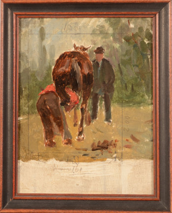 Gustave Vanaise a farrier at work