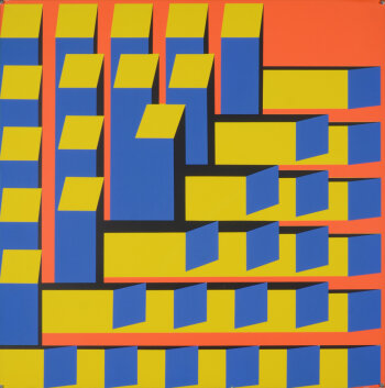 Jan Van den Abbeel Constructivist screenprint 1969