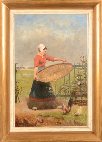 Louis Verwee sifting the corn