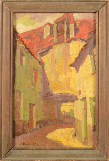 Jules Verwest a view of a medieval city