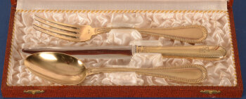 Wolfers Frères silver gilt set model 220 Godrons