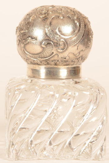 Wolfers Frères neo-LXV inkwell silver and crystal