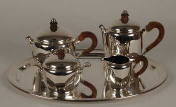 Wolfers Frères S.A. silver art deco coffee and tea service Sf 448