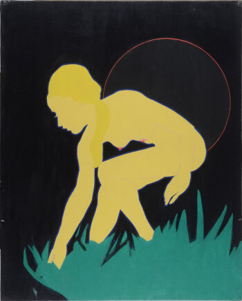 Marco Roncada Yellow nude with black moon ca. 1969